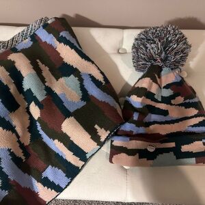 Express Multicolor Knit Beanie and Scarf Set